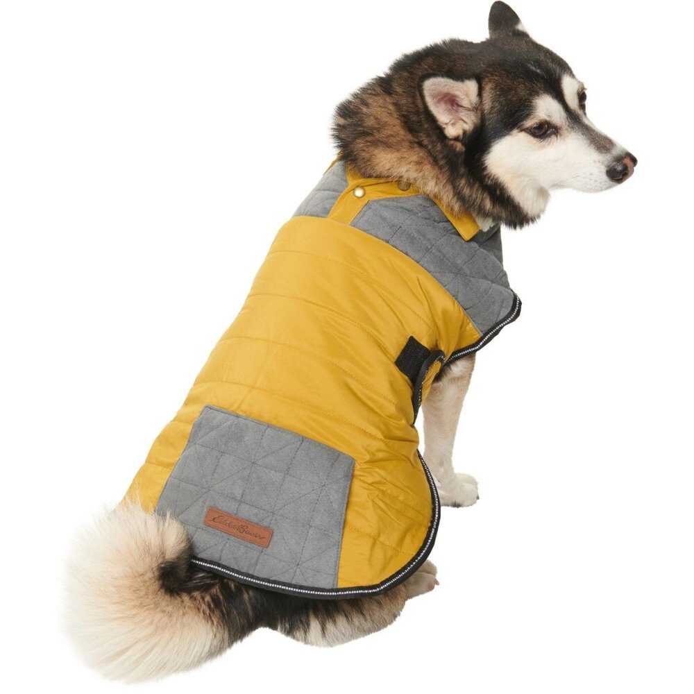 Eddie Bauer Gray and Yellow Quilted Dog Jacket - Picture 2 of 10